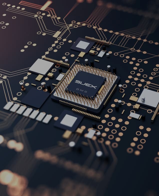 Platine mit dem SUEX BMS Chip im Vordergrund