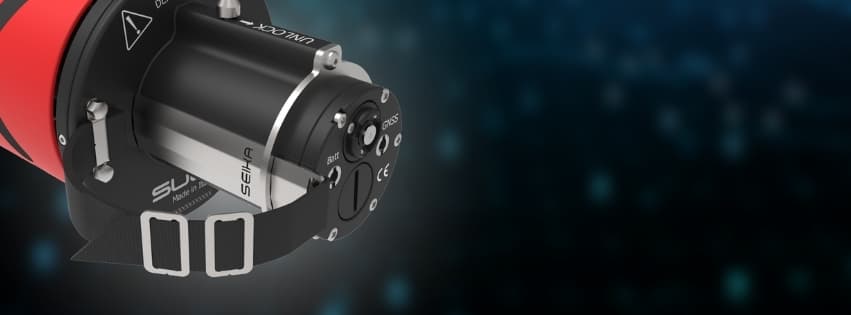 Seika Modul mit GNSS- und Batt-Anschlüssen am Heck eines SUEX DPV